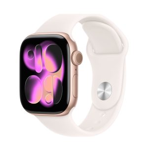Apple Watch Series 11, GPS, алюминиевый корпус цвета Розовое Золото, спортивный ремешок цвета Лёгкий Румянец