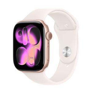 Apple Watch Series 11, GPS, алюминиевый корпус цвета Розовое Золото, спортивный ремешок цвета Лёгкий Румянец, 46 мм