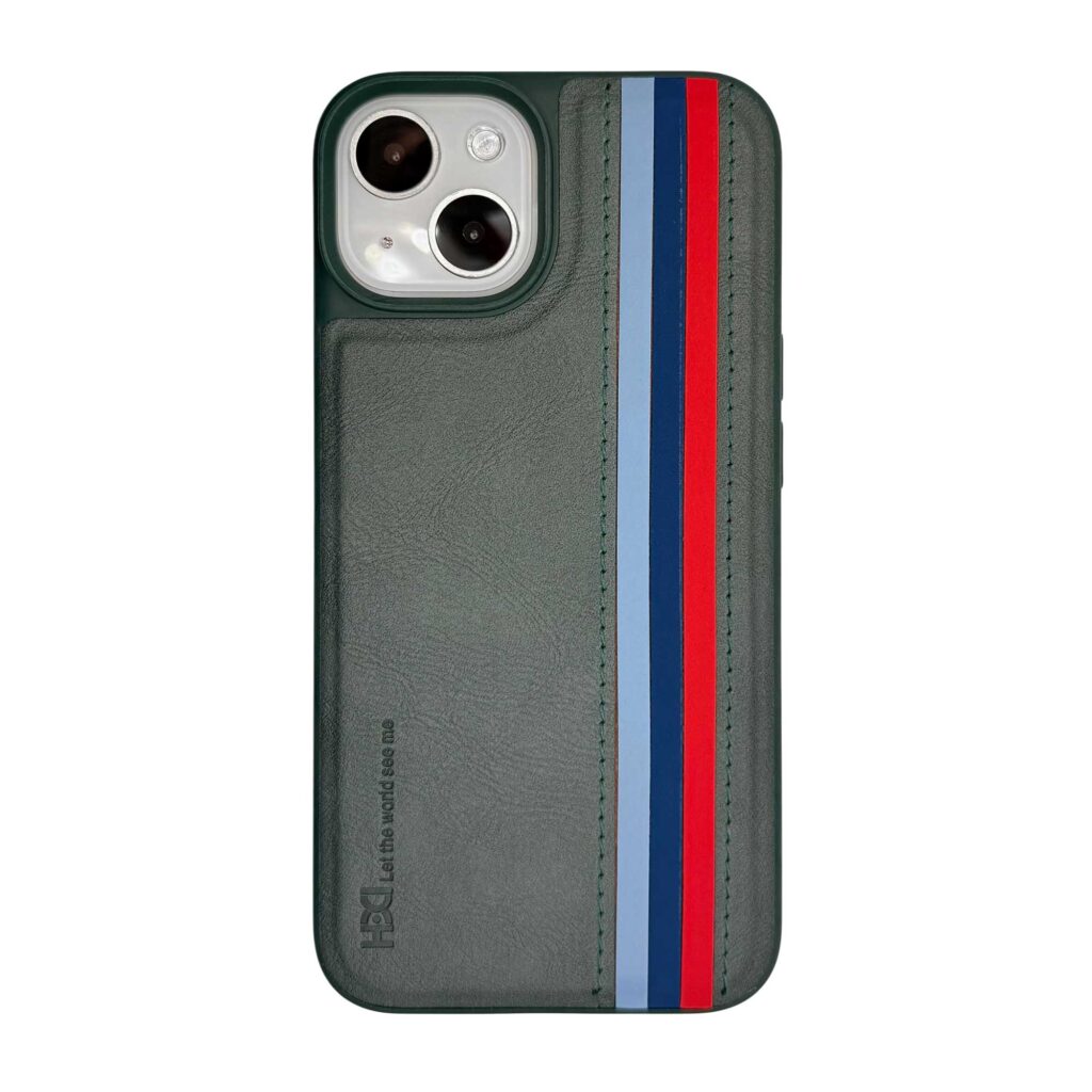 Чехол Heci для iPhone 14, зелёный с полосками