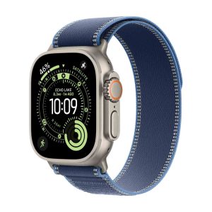 Apple Watch Ultra 3, ремешок Trail Loop, Чёрный Титан, Синий/Светло-синий