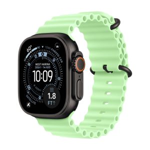 Apple Watch Ultra 3, ремешок Ocean Band, Чёрный Титан, Зелёный неон