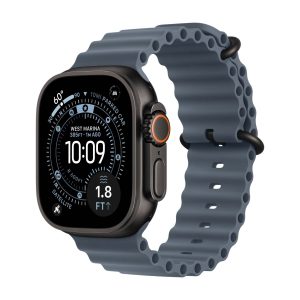 Apple Watch Ultra 3, ремешок Ocean Band, Чёрный Титан, Морской синий