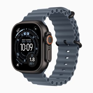 Apple Watch Ultra 3, ремешок Ocean Band, Чёрный Титан, Морской синий