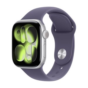 Apple Watch Series 11, GPS, алюминиевый корпус цвета Серебро, спортивный ремешок цвета Фиолетовый туман