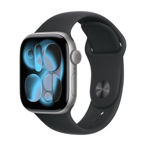 Apple Watch Series 11, GPS, алюминиевый корпус цвета Серый Космос, спортивный ремешок чёрного цвета