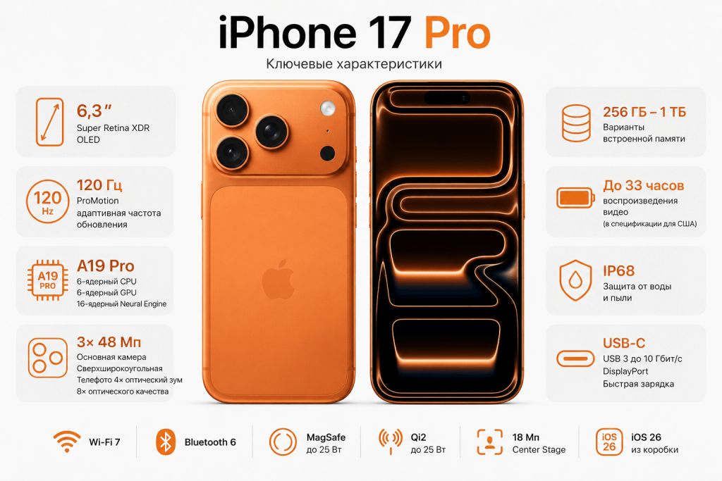 основные характеристики iPhone 17 Pro