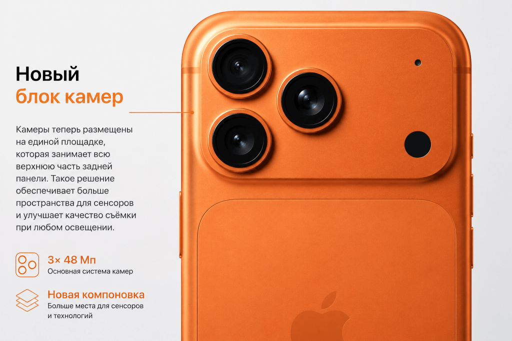 задняя панель и камеры iPhone 17 Pro
