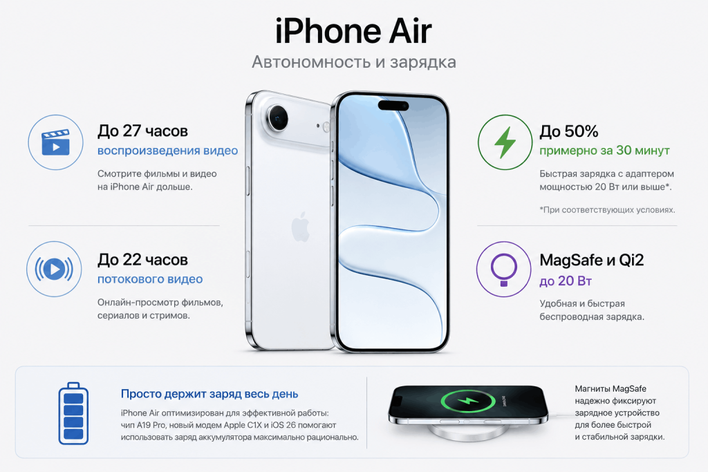 автономность и зарядка iPhone Air