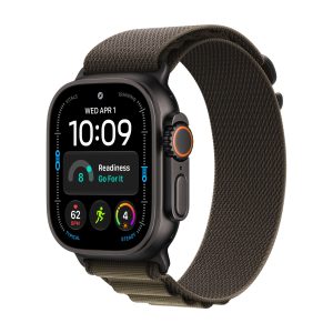 Apple Watch Ultra 4, ремешок Alpine Loop, Чёрный Титан, Тёмно-оливковый