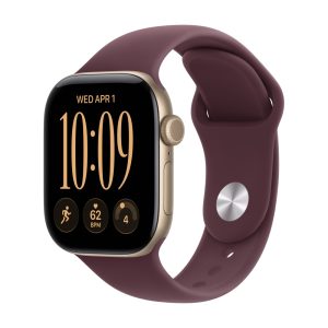 Apple Watch Series 12, GPS, алюминиевый корпус, спортивный ремешок, Светло-золотой, 42 мм, Бургунди