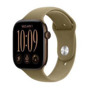 Apple Watch Series 12, GPS, алюминиевый корпус, спортивный ремешок, Тёмная бронза, 46 мм, Оливковый