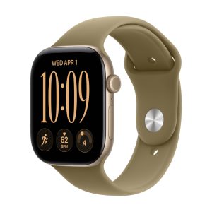 Apple Watch Series 12, GPS, алюминиевый корпус, спортивный ремешок, Тёмная бронза, 46 мм, Оливковый