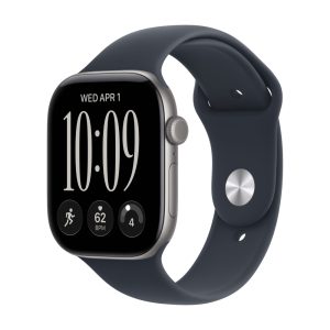Apple Watch Series 12, GPS, алюминиевый корпус, спортивный ремешок, Серый космос, 46 мм, Морской синий